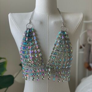 Iridescent Crystal Chain Bralette (One-Size)